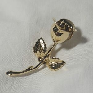 MONET Vintage Gold Rose Brooch Pin